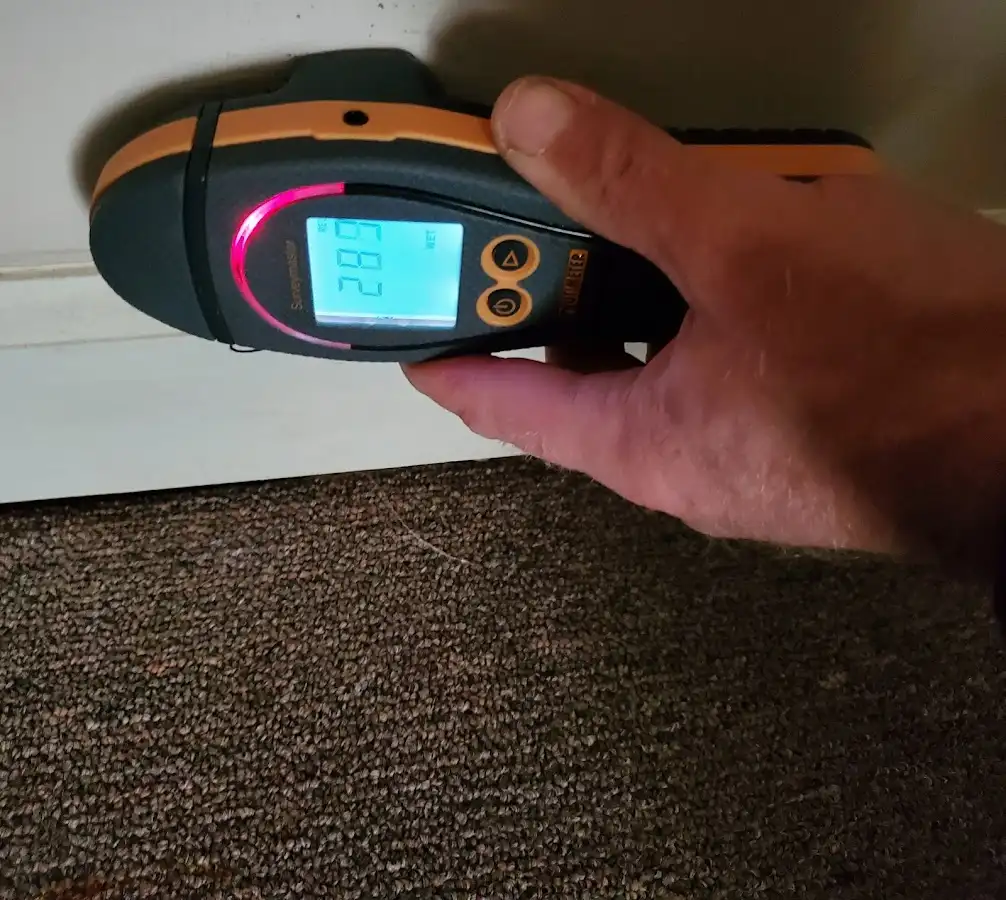 Moisture detection at baseboard during Sewage Cleanup & Sanitation in Gilbert